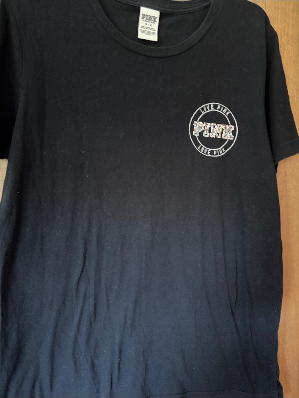 PINK Victoria's Secret Black Short Sleeve Logo Tee
